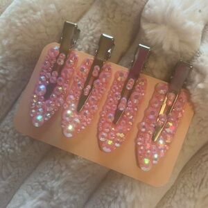 Pink Bedazzled Clips
